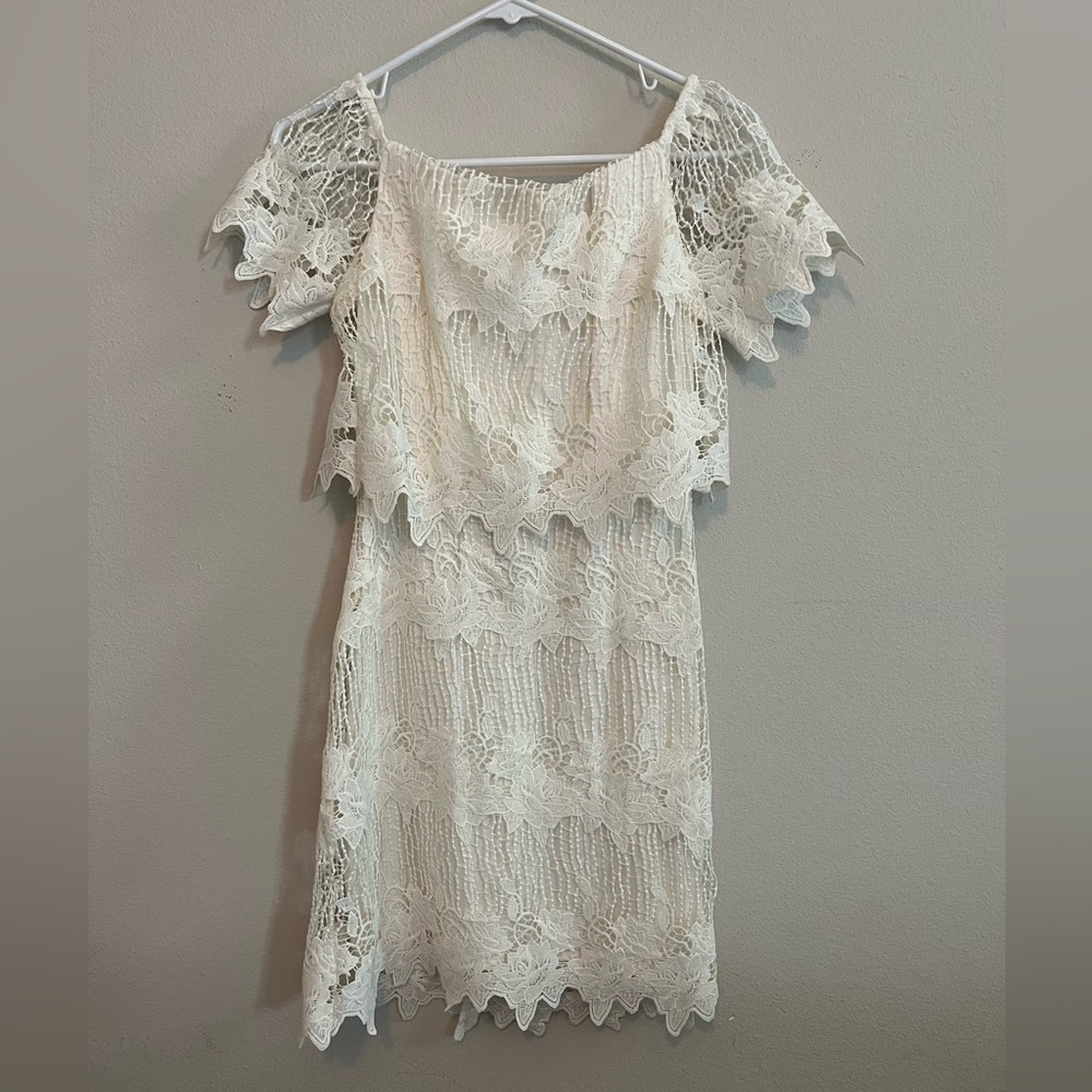 Off the shoulder floral lace dress